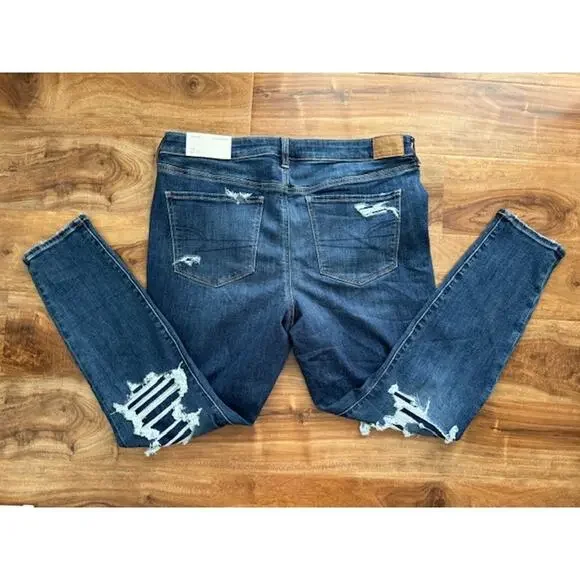 American Eagle Jegging Next Level Stretch Low Rise 16 Short 33W Dark Indigo- NWT - Picture 3 of 6